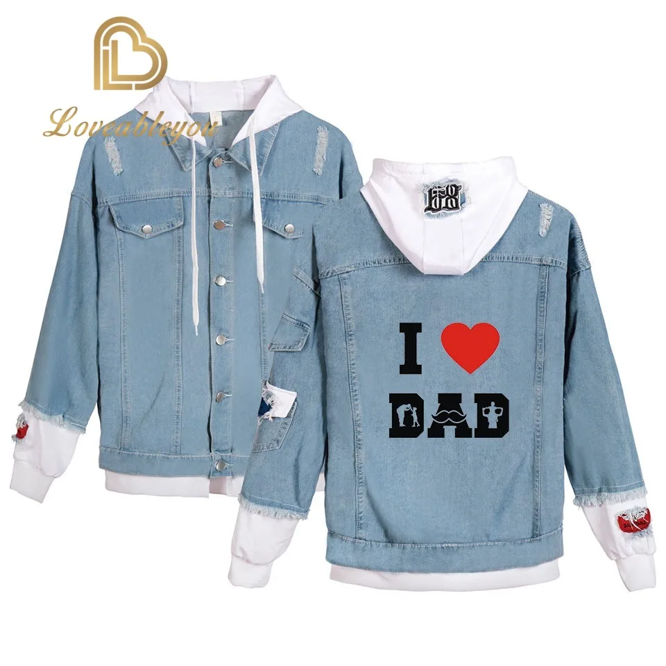 Thanksgiving Days Unisex Denim Jackets Men's Cowboy Bomber Hoody Jacket Super Dad Father Gift Winter Coats