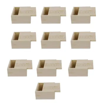 

10pcs Handmade Wooden Box Soap Jewelry Container Sliding Cover Box (Khaki)