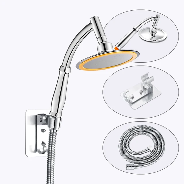 6 Inch High Pressure 360 Adjustable Large Round Big Rainfall Sprayer Bathroom Hand Held Shower Head shower bracket hose