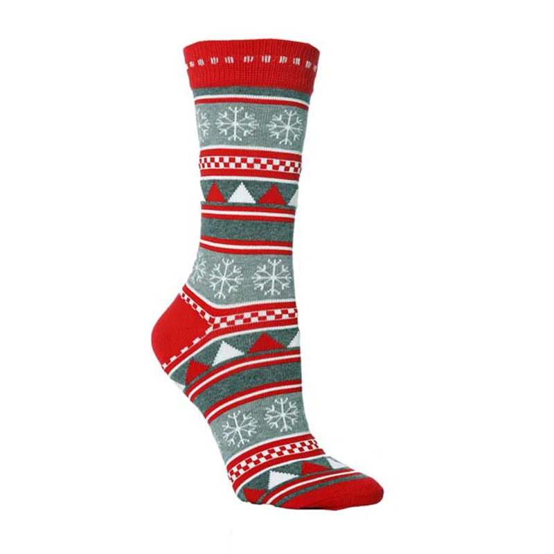 Плотные носки с рисунками из мультфильмов; Милые спортивные носки с рождественским узором; Теплые повседневные носки с забавными лосями; сезон осень-зима - Цвет: snowflake triangle