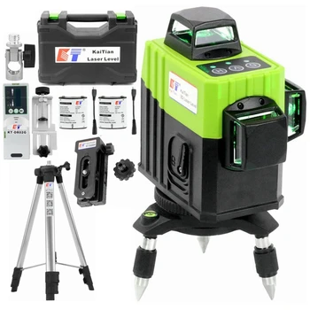

KaiTian 12 Lines 3D Laser Level Tripod Use AA Battery&Lithium Battery and AC Adapter Self-Leveling Green Levels Lasers Receiver