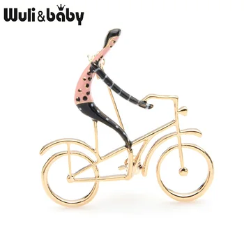 

Wuli&baby Blue Pink Riding Bike Brooches Women Men Alloy Enamel Bicycle Sporting Enamel Brooch Pins Gifts