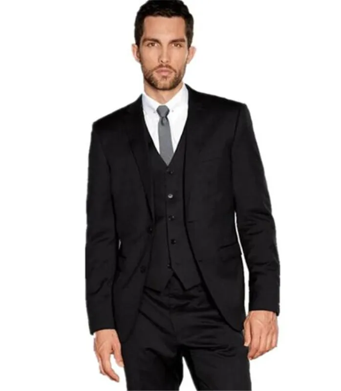 Красивый черный комплект из 3 предметов (куртка + брюки + жилет) деловые костюмы для мужчин смокинги блейзеры костюмы заостренный лацкан на