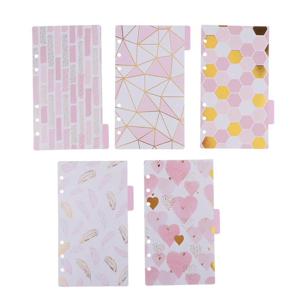5 Pack 6 Ring Binder Dividers with Reinforced Edge, Tabs, 6 Hole Punch Section Index Dividers for Binders