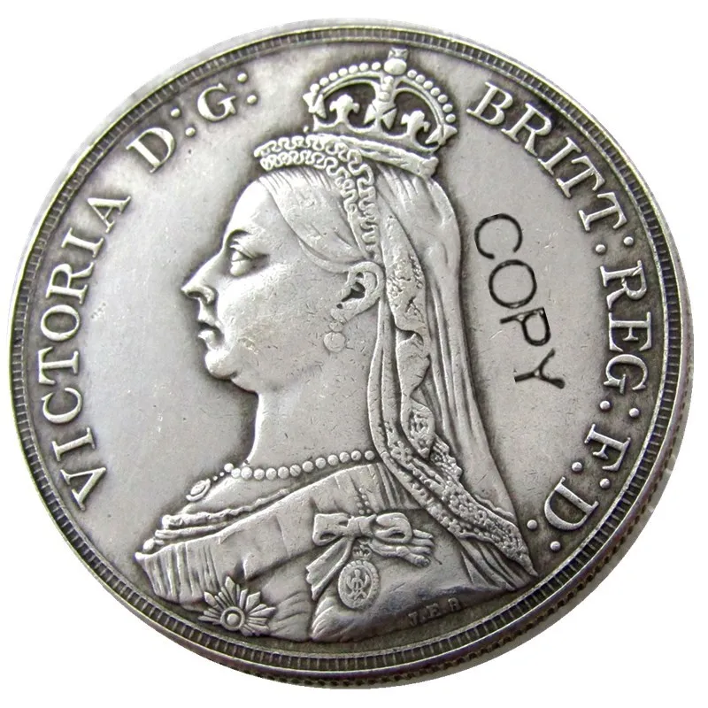 

England UK 1892 silver One Crown Queen Victoria Silver Plated Copy Coin
