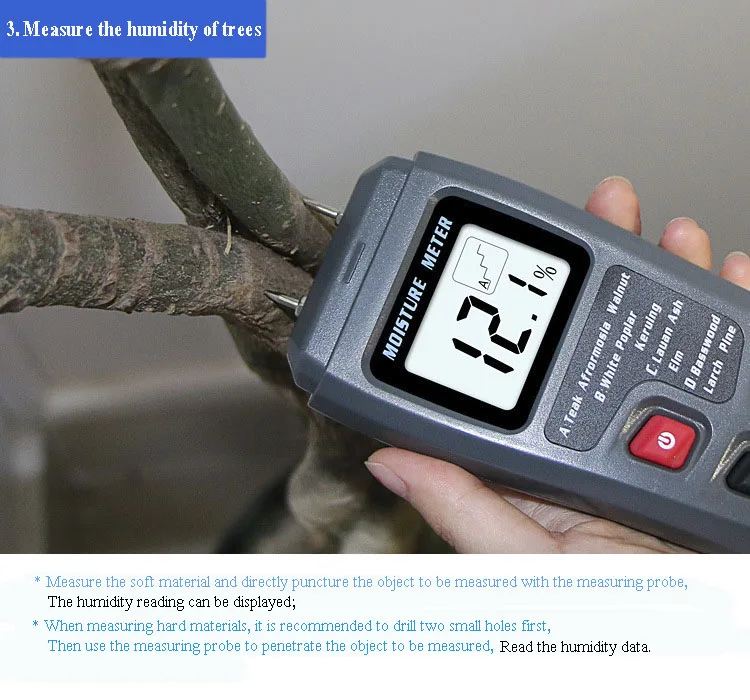 EMT01 0-99.9% двухконтактный цифровой измеритель влажности древесины гигрометр детектор влажности древесины большой ЖК-дисплей