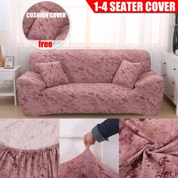 

1/2/3/4 Seater Brick red Knitted Sofa Cover Polyester High Elastic Non-slip Couch Slipcover Universals Furniture Protector Cover