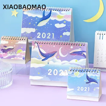 

2021 Creative Simple Desk Calendar Whale Ocean Illustrator Calendars Daily Monthly Schedule Planner 2021 Calendar