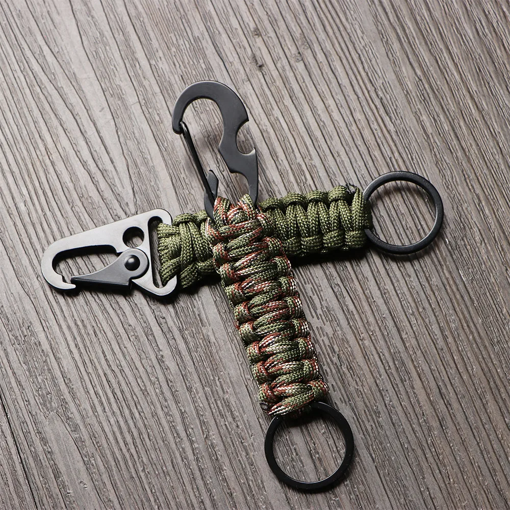 Открытый брелок для кемпинга набор для выживания военный Паракорд веревка аварийный узел открывалка для бутылок брелок кольцо для кемпинга карабин