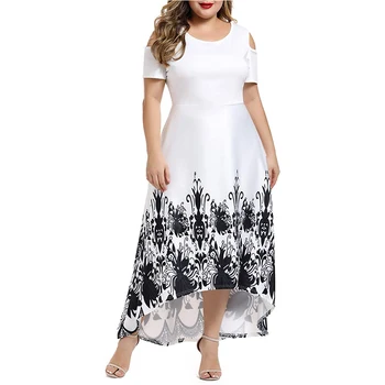 

Maketina 2020 Women's Plus Size Dress Vintage Sexy Off the Shoulder Floral Cocktail Party Midi Plus Size Dress