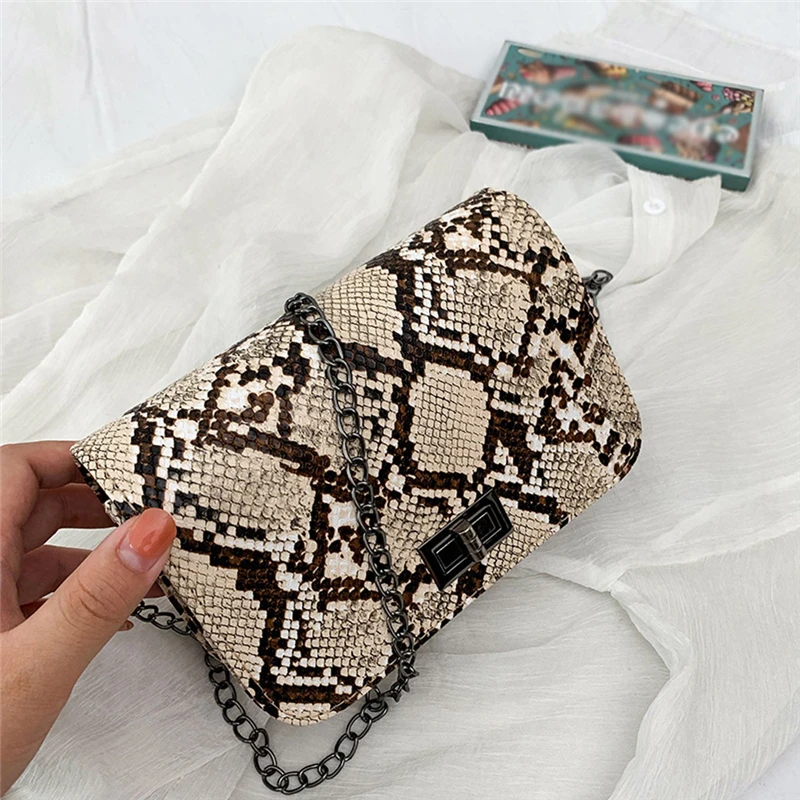 Aelicy Luxury Handbags Women Bags Designer Small Square Crossbody Bags Wild Girls Snake Print Shoulder Messenger Bag 1105