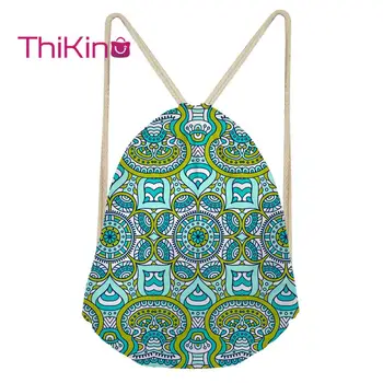 

Thikin Bohemian style Casual Sack Drawstring Bag for Women Travel Backpack Toddler Softback Lady Beach Mochila DrawString Bag