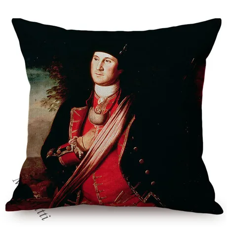 Oil Painting Art Great Celebrity General Costume Equestrian Portrait Design Sofa Throw Pillow Case Home Decorative Cushion Cover K165-10