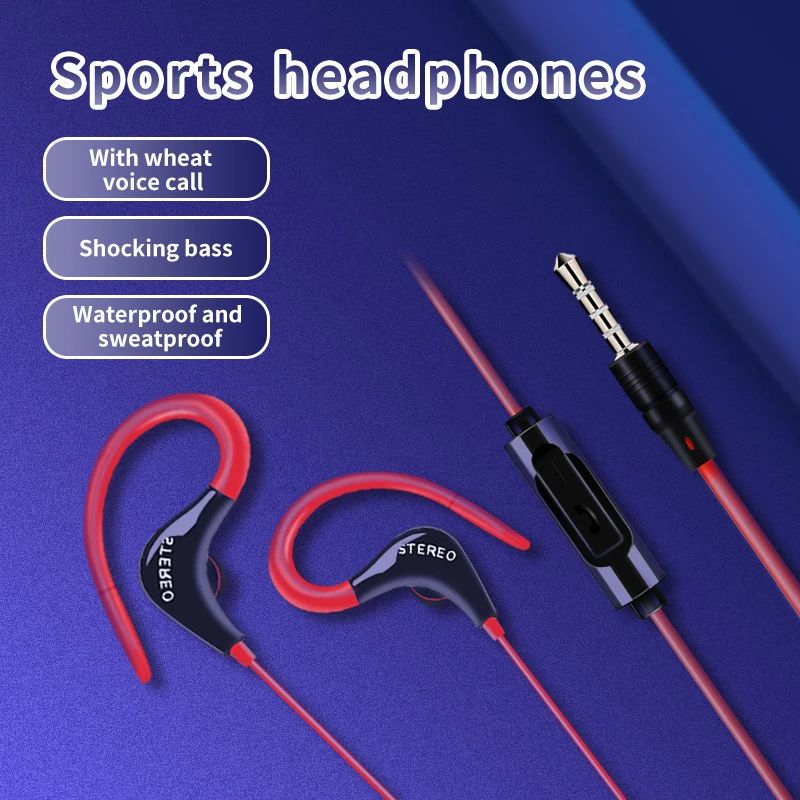 Спортивные наушники с басами стерео Hi Fi музыкальные микрофоном проводная
