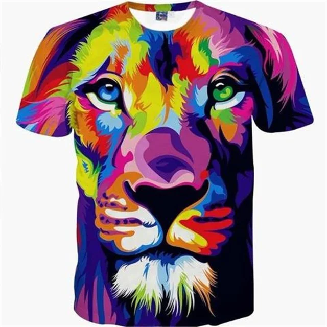 Lion King Tshirt Men Animal Tshirt Designed Stylish Summer 3D short sleeves Tops Clothing  Casual Brand Tops O-Neck Short Sleeve
