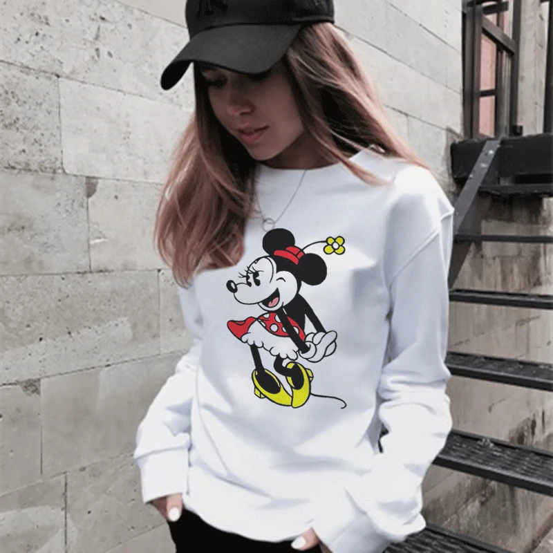 Harajuku мультфильм мышь печати толстовки для женщин дикий тренд пуловер Толстовка Kawaii мышь стеклянный, для церемоний Повседневная Толстовка с длинными рукавами