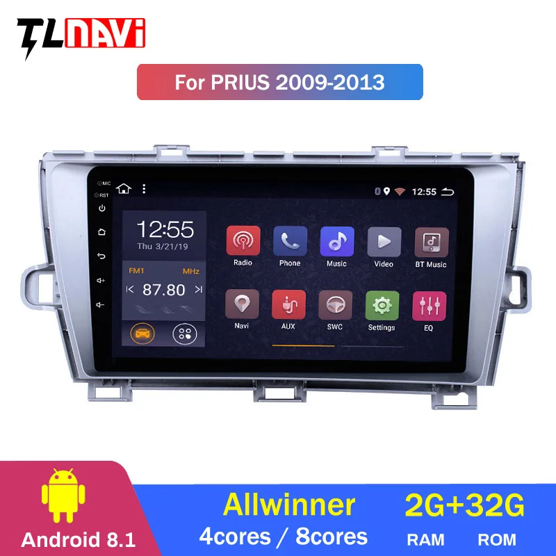 2G RAM 32G ROM 9 inch Android 8.1 GPS Navigation Radio for 2009-2013 Toyota Prius LHD RHD with Bluetooth USB WIFI