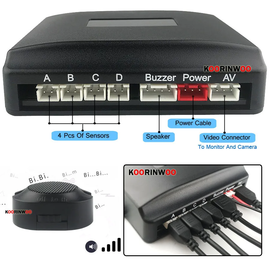 Parking Sensor Kit Koorinwoo Adjustable Speaker Car Parking Sensor 4 Video Sysem Digital Screen blind Probe Parktronic System Car-detector Reverse