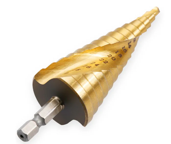 6pcs Titanium Coated Straight and Spiral Step Drill Bit Set Hex Shank Grooved Center Drill Bit  Accessories Step Cone Drill Bit