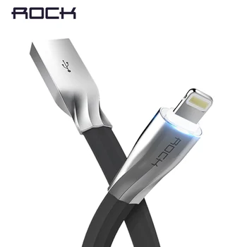 

Auto Disconnect USB Cable for iPhone 8 7 6 plus, ROCK 2.1A Led Light Fast Charging USB Cable for iPhone Charger Data Sync Cable