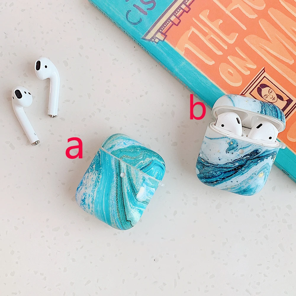 Мраморный чехол для наушников Apple Airpods 2 1 беспроводных Bluetooth защитный AirPods Pro