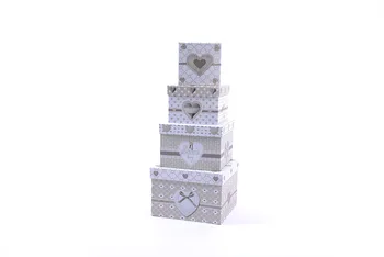 

Box Set of 4, Italian Design, Heart Pattern, Square Cover Model
