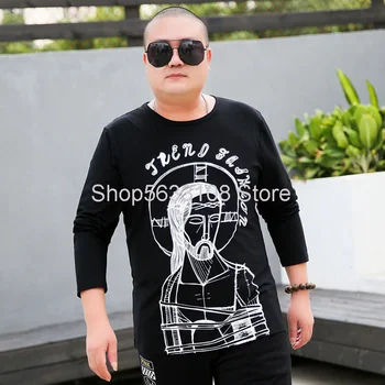 

Super Brand Extra Large Size Men's Wear Society Guy Long Sleeve Male T Shirt Loose Version Plus Large Size Obesity Men Autumn