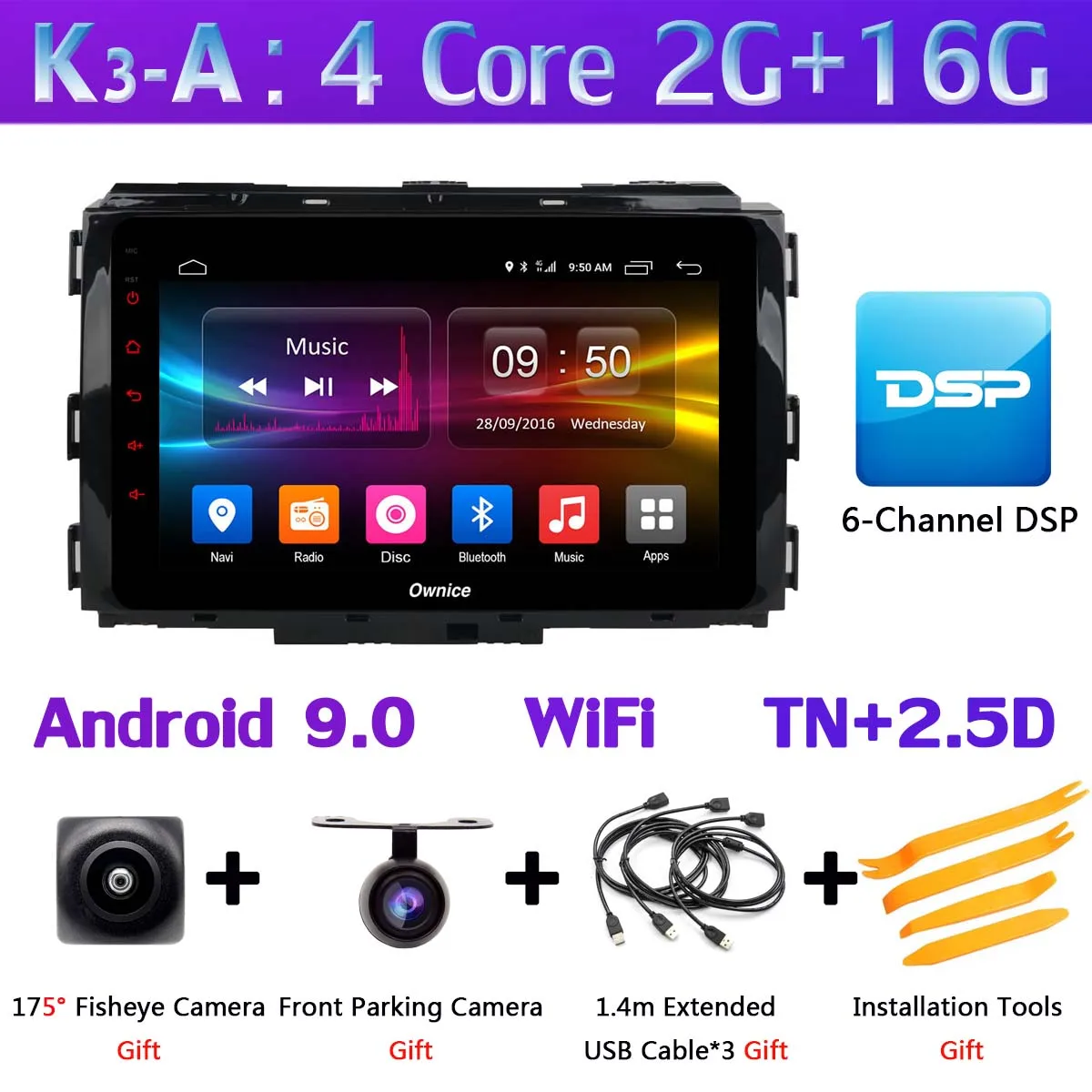 K3-A 360°4×AHD панорамная камера Android 9,0 4G SIM 8 ядер 4 Гб+ 64 Гб SPDIF DSP CarPlay Автомобильный плеер для Kia Carnival- gps радио - Цвет: K3-A