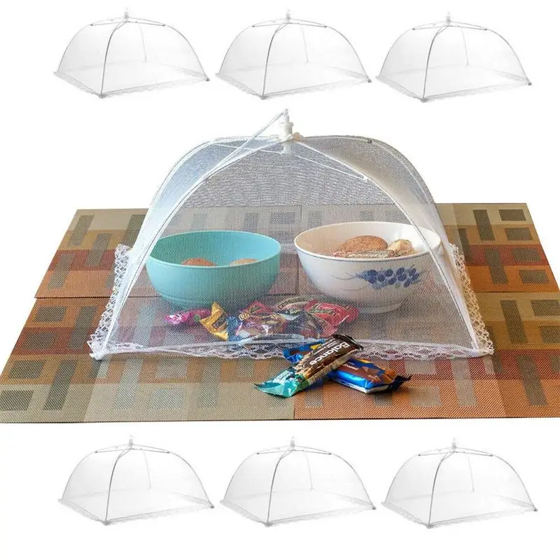 6pcs Foldable Table Food Cover Umbrella Style Popup Mesh Screen Food
