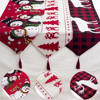 

Home Decoration Christmas Tablecloth Embroidery Christmas Tablecloth Cotton Linen E2S