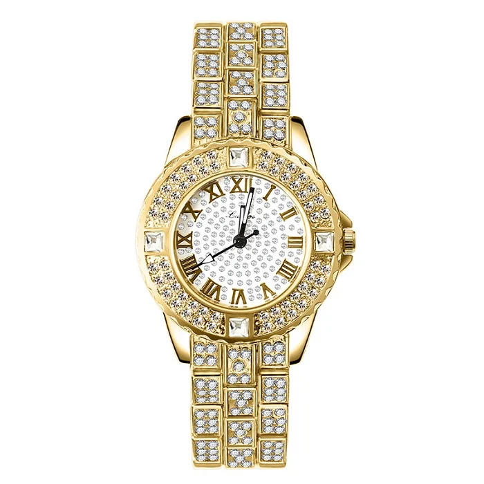 Montre femme, новинка, женские часы, стразы, женский браслет, наручные часы, женские модные часы, женские аналоговые кварцевые часы из сплава, BM207 - Цвет: gold