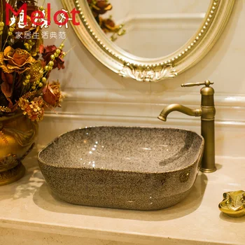 

Art Basin Large-Sized American Table Basin Wash Basin Wash Basin Wash Basin Bathroom Rectangular Table Basin Glaze Brown
