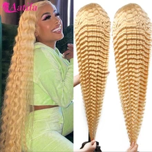 

Deep Wave Transparent HD Lace Frontal Wig With Baby Hair Remy Hair 613 Honey Blonde 13x4 Lace Front Human Hair Wig Peruvian 180