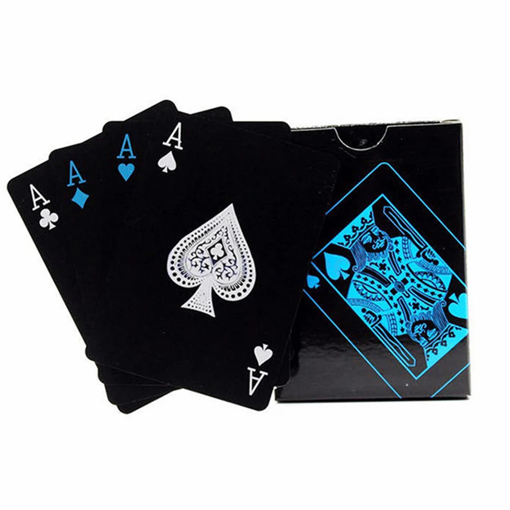 54Pcs Fine-Quality Plastic Pvc Poker Waterproof Black Playing Cards Creative Gift Practical Magic Gambling Board Game | Спорт и