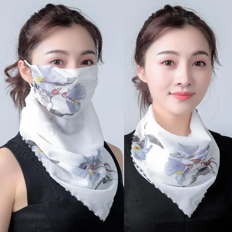 

Factory direct sales summer sun mask female Bib Chiffon silk scarf sun shield neck fashion cycling Mask Wholesale scarf women
