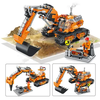 

City Creator Engineering Vehicle Building Blocks Bulldozer Excavator Lifting Machine Truck Large Car Model Bricks Toys for Boys