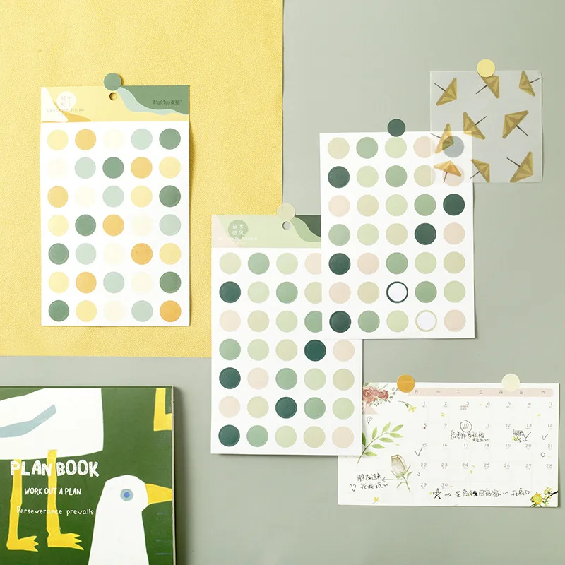 

2PC/lot Simple Colorful Dots Stickers Stationery Stickers Paper Adhesive Sticker For Kids DIY Scrapbooking Albums Supplies
