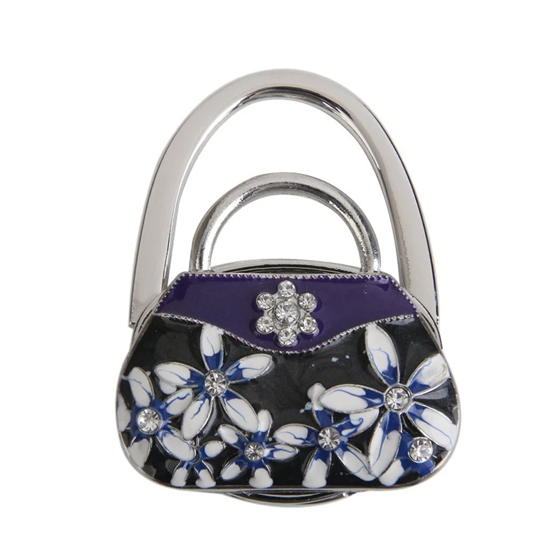 

Bag Hook Bag Holder Handbag Foldable Hook Porcelain Bag Shape (Black)