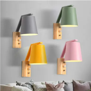 

Nordic Creative wall Lamp Personality Wood Sconces for Hall Bedroom corridor lamp restroom bathroom reading wall light WF929