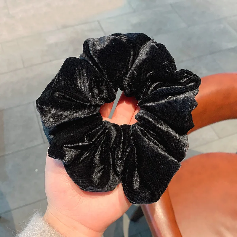 hair clips for thick hair Oversized Velvet Hair Scrunchies for Women Solid Big Scrunchie Hair Rubber Bands Elastic Hair Ties Accessories Ponytail Holder hair band for women Hair Accessories