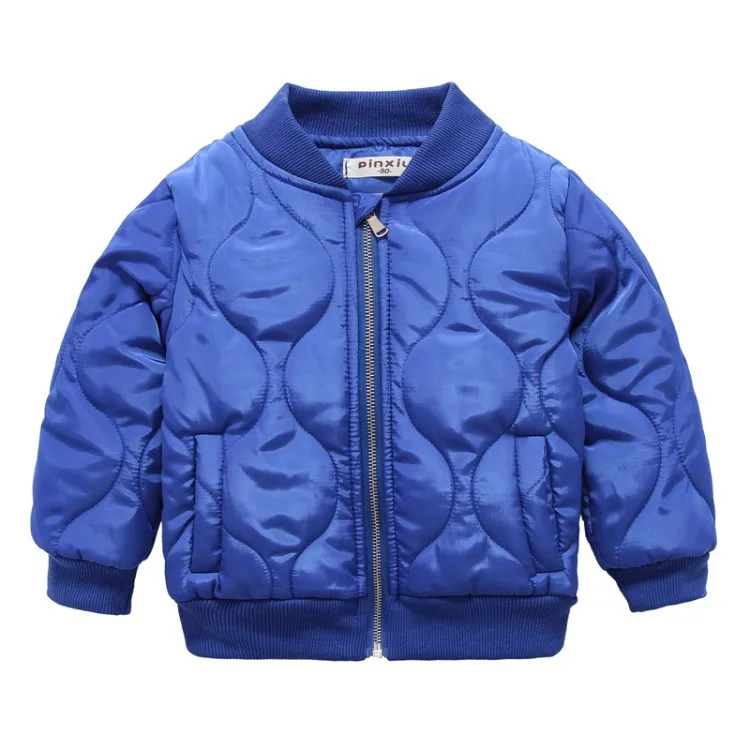 Детская куртка новая зимняя хлопковая куртка однотонная детская одежда - Цвет: Синий