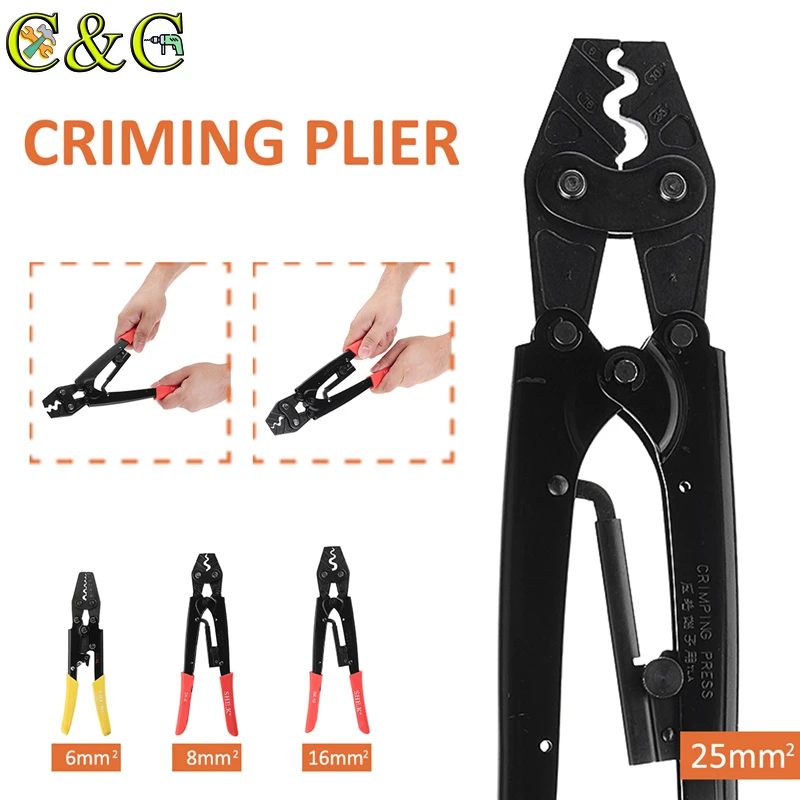 0.5-25mm² Ratchet Terminal Crimping Pliers Cable Wire Tool Cutter Crimper 