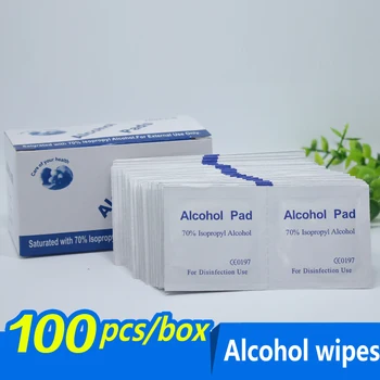 

100pcs/lot 75% Alcohol Prep Swap Pad Wet Wipe for Antiseptic Skin Cleaning Care Jewelry Mobile Phone Clean
