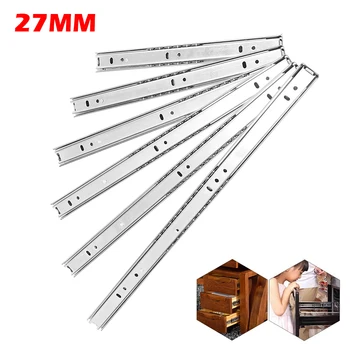 

2Pcs 10"-18" 27mm Ball Bearing Drawer Slides Furniture Slide Steel Ball Bearing Slides Keyboard Cabinet Cupboard Drawer Runners