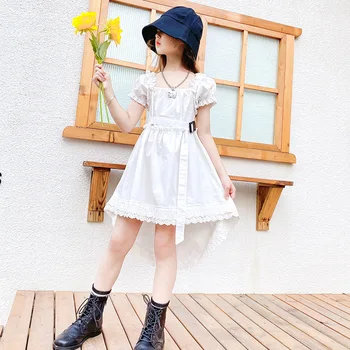 

Girls dresses 2020 summer new fashion girls princess skirts puff sleeve dress tide