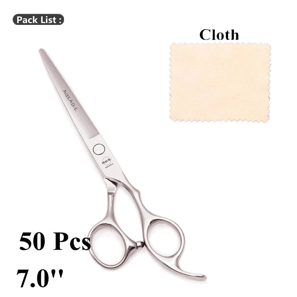 50 Pcs AQIABI Hair Cutting Scissors Barber Scissors Professional Hairdressing Scissors Hair Japan 440C Thinning Shears A1006 - Color: A1006 Yin C 70N