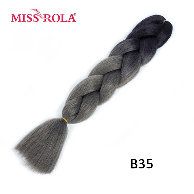 Miss Rola Synthetic Support Wholesale 100g 24 Inch Jumbo BraidsPink Green Yellow High Temperature Fiber Ombre Hair Extensions B35