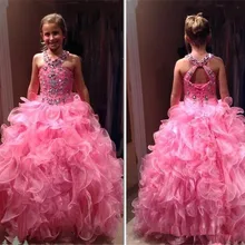 Новые пышные платья для девочек, платья с цветочным узором для девочек, платья из органзы с кристаллами и бусинами для девочек на свадебную вечеринку