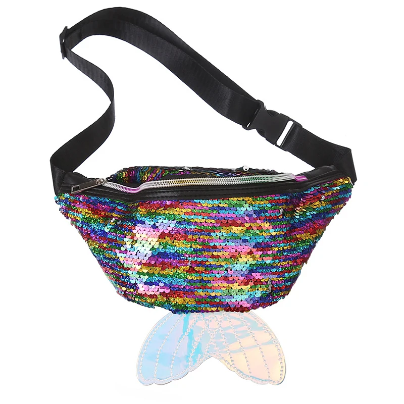 Multicolor Милая сумочка на пояс для девочек, креативная блестящая подушка в виде рыбьего хвоста, сумки для денег, элегантные женские Сумки из искусственной кожи - Цвет: Multicolor