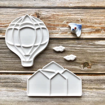 

Ceramic Palette Hot Air Balloon / Small House Watercolor Palette Porcelain Ceramic Paint Palette Palette Paint Tray